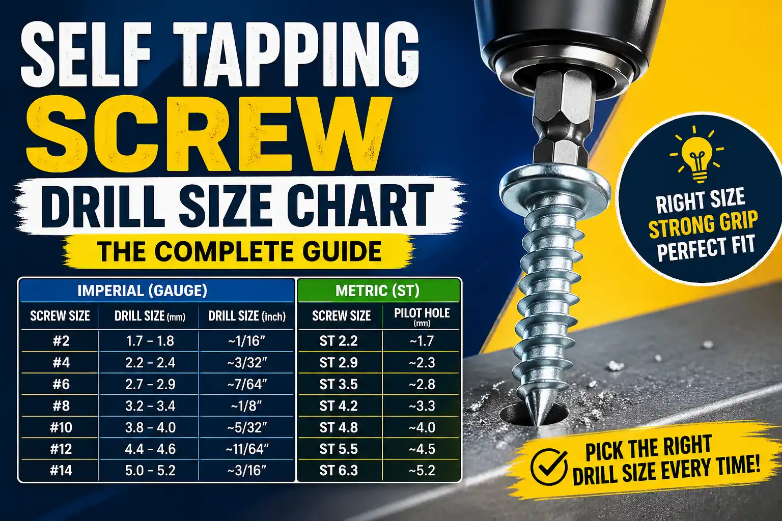 SELFTAPPING DRILL SIZE SELF TAPPING DRILL SIZE